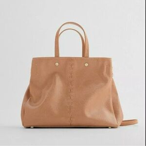 NWT ZARA WOMEN'S PINK MIDI TOTE BAG WITH TOPSTITCHING 6057/615